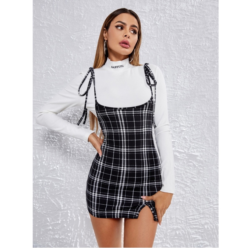 Plaid Pinacore Mini Dress - Picture 8 of 9